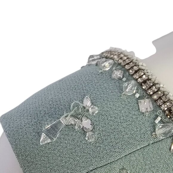 Anthropologie Atsu Crystal-Embellished Bow Mini Dress, Blue, Open Back, Party,2X - Picture 12 of 12